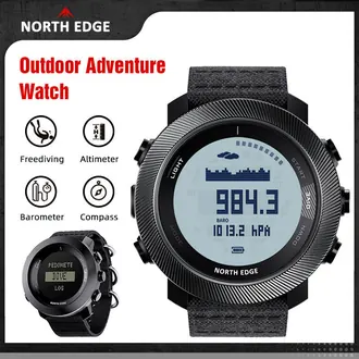 North Edge Apache D promotional front product view with freediving, compass and altimeter icons